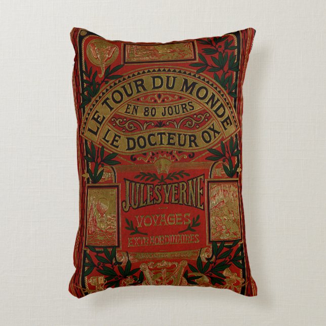 Rustic Book Cover Cushion Jules Verne (Front(Vertical))