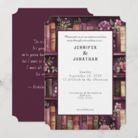 Rustic Book Lovers Print Wedding Invitation