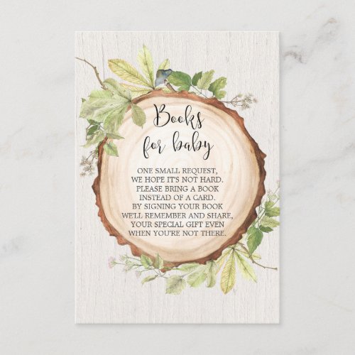 Rustic book request baby shower book instead card