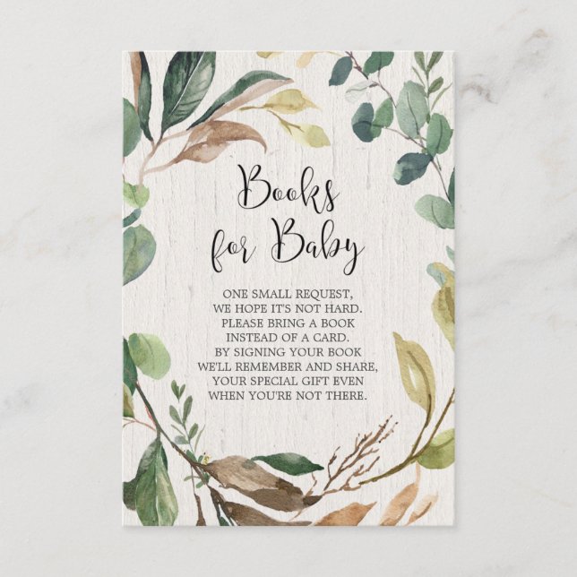 Rustic book request baby shower, book instead card (Front)