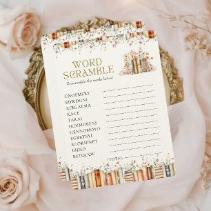 Rustic Book-Theme Bridal Shower Word Scramble Game