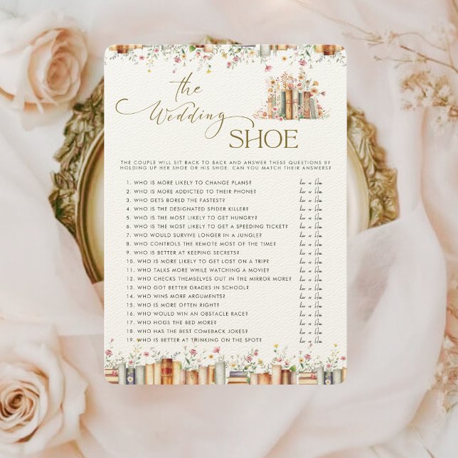 Rustic Book Theme Floral Wedding Shoe Game Card  (Creator Uploaded)