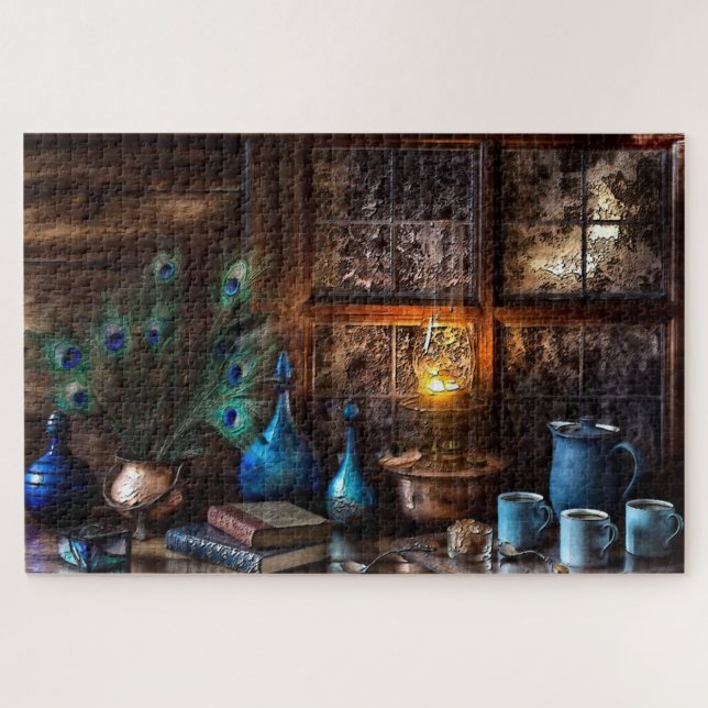 Rustic Books & Coffee Jigsaw Puzzle (Horizontal)