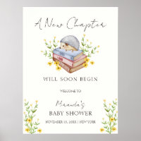 Rustic Books Floral Hedgehog Baby Shower Welcome
