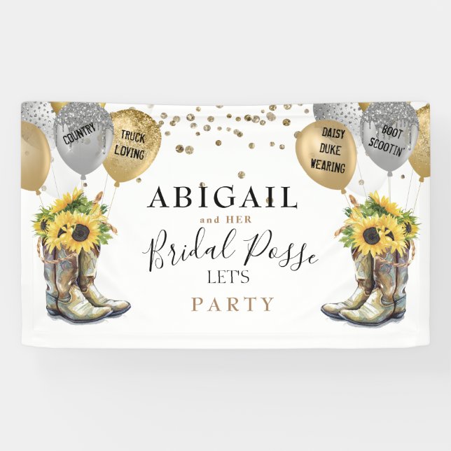 Rustic Boot Scootin' Sunflower Bachelorette Banner (Horizontal)