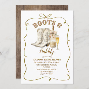 Rustic Boots and Bubbly Bridal Shower Invitation