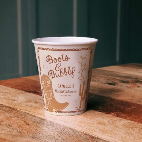 Rustic Boots and Bubbly Bridal Shower Paper cup
