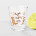 Rustic Boots and Bubbly Bridal Shower Shot Glass<br><div class="desc">Kick up your heels at your bridal shower with our Rustic Boots and Bubbly Shot Glass! Featuring a playful western-themed design, complete with boots and bubbly, this shot glass is the perfect way to add some country flair to your celebration. Customize it with your name or a cheeky message to...</div>