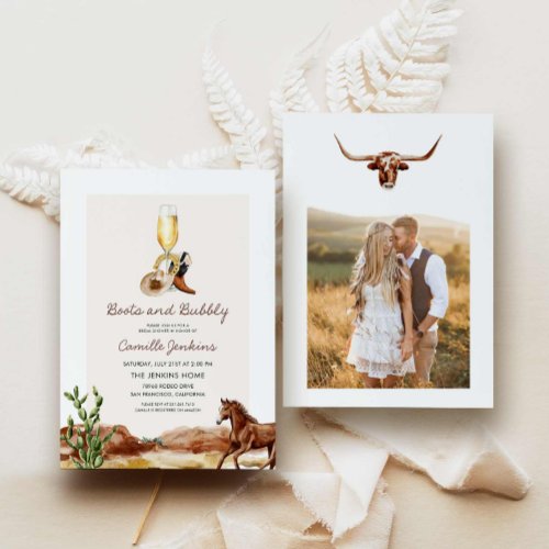Rustic Boots and Bubbly Country Bridal Shower Invitation