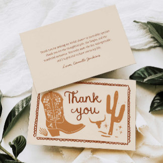 Rustic Boots and Bubbly Hand Drawn Thank you