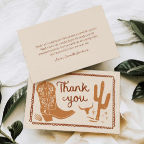Rustic Boots and Bubbly Hand Drawn Thank you Card
