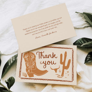 Rustic Boots and Bubbly Hand Drawn Thank you Card