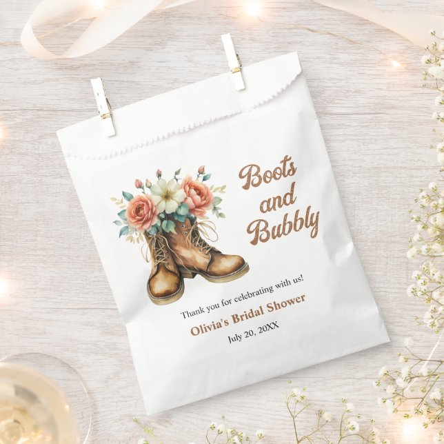 Rustic Boots and Bubbly Western Bridal Shower  Favor Bag (Clipped)