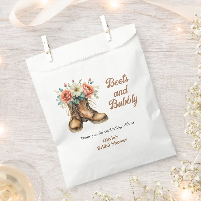 Rustic Boots and Bubbly Western Bridal Shower  Favor Bag (Clipped)
