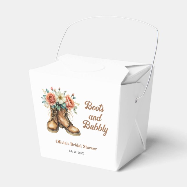 Rustic Boots and Bubbly Western Bridal Shower  Favor Boxes (Front Side)