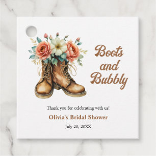 Rustic Boots and Bubbly Western Bridal Shower Favor Tags
