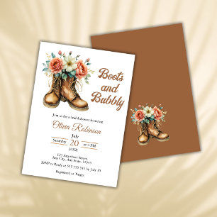 Rustic Boots and Bubbly Western Bridal Shower  Invitation