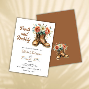 Rustic Boots and Bubbly Western Bridal Shower  Invitation