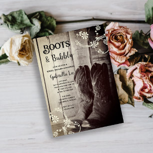 Rustic Boots and Bubbly Western Bridal Shower Invitation