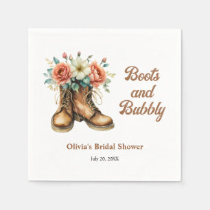 Rustic Boots and Bubbly Western Bridal Shower Napkins