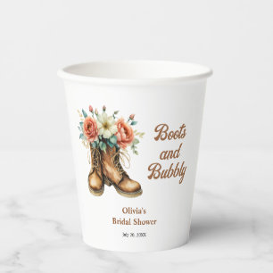 Rustic Boots and Bubbly Western Bridal Shower  Paper Cups