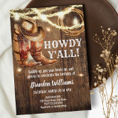 Western Hoedown Birthday with Cowboy Boots and Hat Invitation