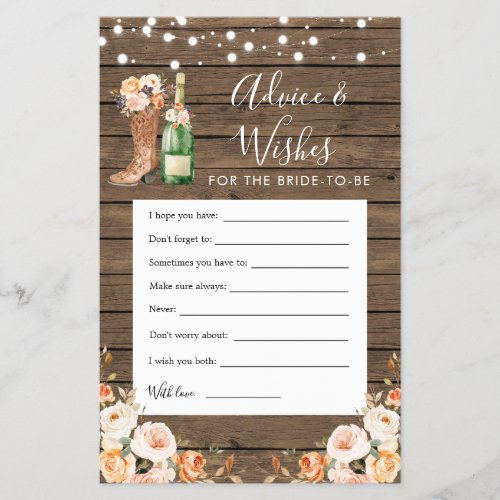Rustic Boots  Bubbly Advice  Wishes Card