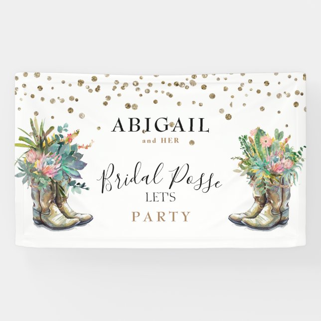 Rustic Boots Cactus Bachelorette Banner (Horizontal)