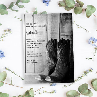 Rustic Boots Country Western Baby Shower Invitation