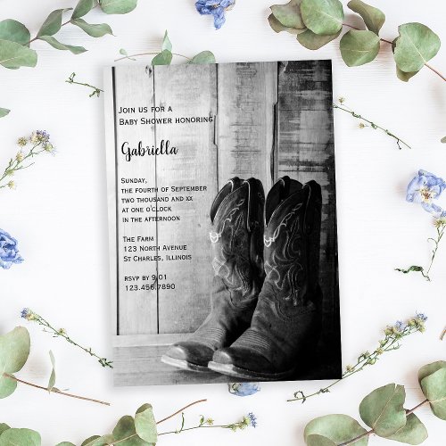 Rustic Boots Country Baby Shower Invitation