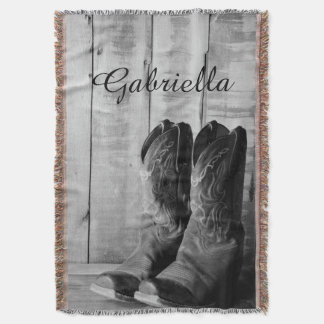 Rustic Boots Country Western Throw Blanket