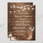 Rustic Boots Cowboy Cowgirl Floral Lights Wedding
