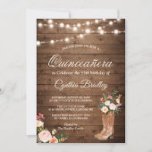Rustic Boots Cowgirl Quinceañera 15th Birthday Invitation (Front)