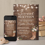 Rustic Boots Cowgirl Sweet Sixteen 16 Invitation<br><div class="desc">Give your sweet sixteen party a touch of western charm with this Rustic Boots Floral Sweet Sixteen Invitation. With its unique design featuring rustic boots and string lights, it's sure to impress your guests and set the tone for an unforgettable celebration. With Zazzle's design tool, you can add your own...</div>