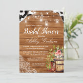 Rustic Boots Cowgirl Western Bridal Shower Invitation (Standing Front)