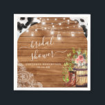 Rustic Boots Cowgirl Western Bridal Shower Napkins<br><div class="desc">Starting with a fabulous printed invitation, set the tone with a unique design then carry the theme through the entire event. Your event will be picture perfect from beginning to end with special little extras. At the party, consider personalized party favors for an extra special touch. It's a western themed...</div>