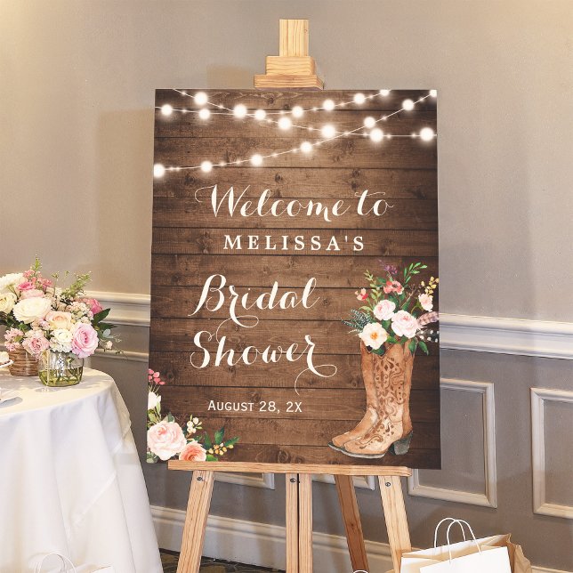 Rustic Boots Floral Western Cowgirl Bridal Shower  Foam Board (Creator Uploaded)