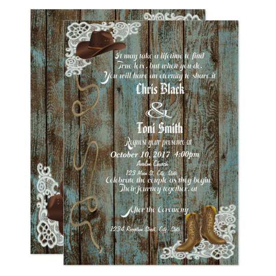 Rustic Boots & Lace Wedding Invite | Zazzle.com