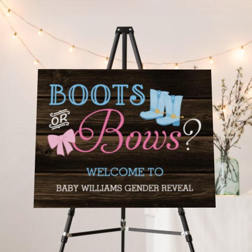 Rustic Boots or Bows Gender Reveal Welcome Foam Board