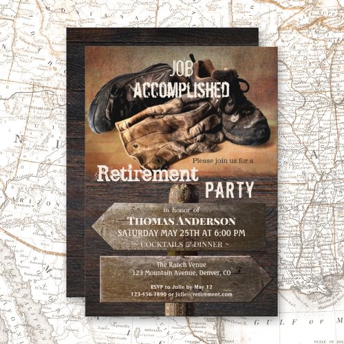 Rustic Boots Retirement Party Invitation