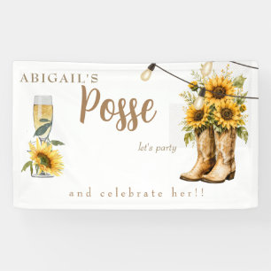 Rustic Boots Sunflowers Lights Bachelorette Banner