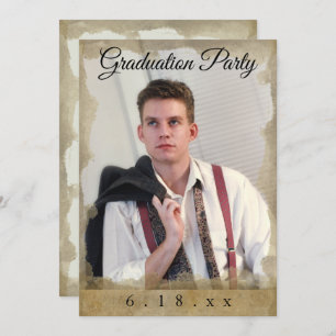 Rustic Border Photo Graduation Party Invitation