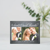 Rustic Border Wedding Thank You Card - Chalkboard (Standing Front)