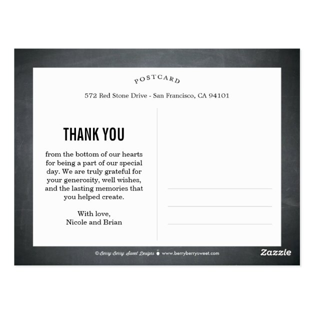 Rustic Border Wedding Thank You Card - Chalkboard