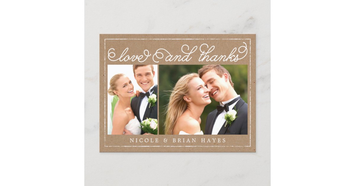 Rustic Border Wedding Thank You Card Craft Zazzle
