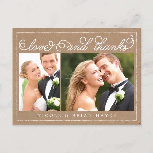 Rustic Border Wedding Thank You Card - Craft (Front)