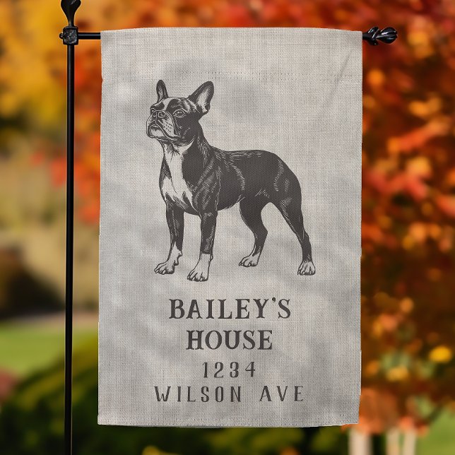 Rustic Boston Terrier Name  Garden Flag (Creator Uploaded)