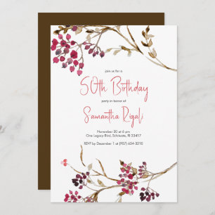Rustic Botanical 50th Birthday Invitations