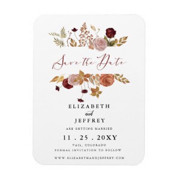 Rustic Botanical Autumn Fall Save The Date   Magnet