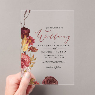 Rustic Botanical Autumn Fall Wedding Invitation